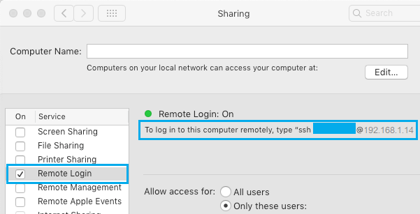 共享屏幕上的 Mac IP 地址
