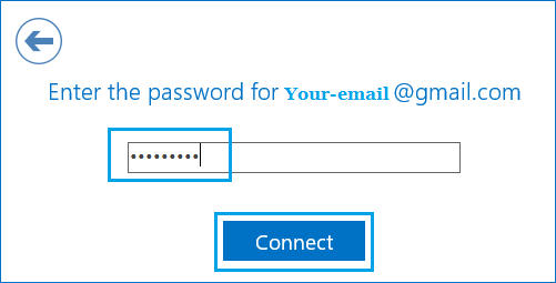 在 Microsoft Outlook 中输入 Gmail 帐户密码