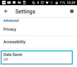 Android 手机上 Chrome 浏览器中的 Data Saver 选项