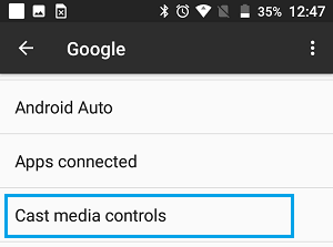 Android 手机上的 Cast Media Controls 选项