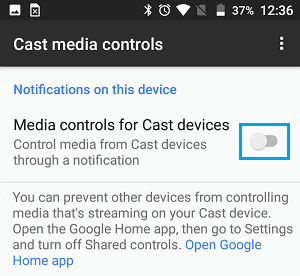在 Android 手机上禁用投射设备的媒体控制