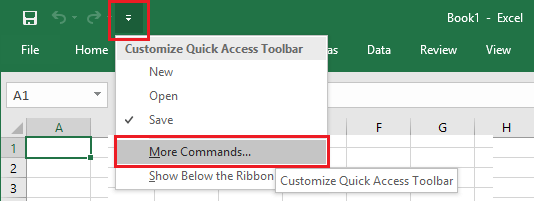 在 Excel 中自定义快速访问工具栏选项