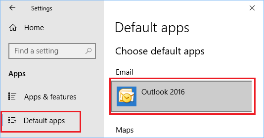 在 Windows 10 中选择默认电子邮件客户端