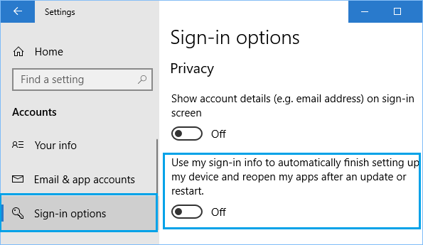 Windows 10 中的登录选项设置