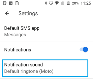 Android 消息应用程序的通知声音设置选项