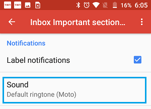 Android 手机上的 Gmail 通知声音设置选项