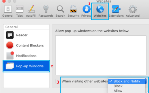 如何在Safari浏览器中允许或阻止弹出窗口