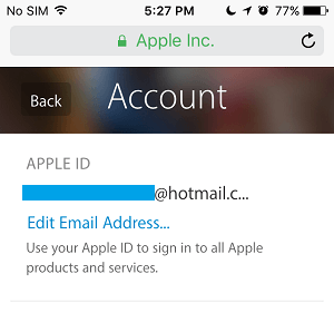 编辑 Apple ID 电子邮件地址选项