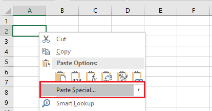 在 Excel 中粘贴特殊选项