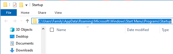 Windows PC 上的用户级启动文件夹位置