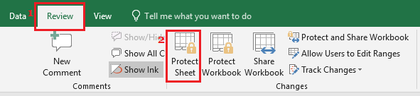 Excel 中的保护工作表选项