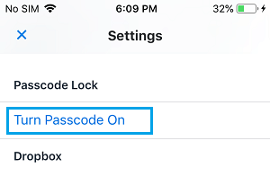 在 iPhone 上为 Dropbox 应用打开密码