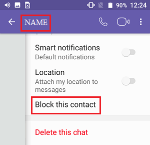 在 Android 手机的 Viber 上阻止此联系人选项卡