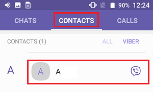 Android 手机上 Viber 中的联系人选项卡