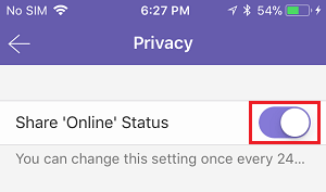 在 iPhone 上的 Viber 中关闭共享在线状态选项