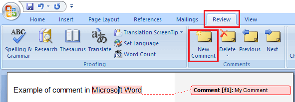 在 Microsoft Word 2007 中添加新的评论选项