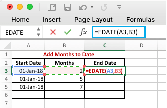 在 Excel 中将月份添加到日期