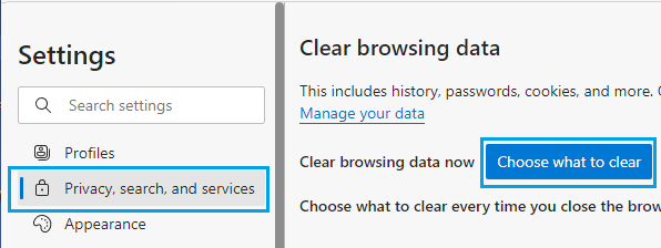 Microsoft Edge 中的清除浏览数据选项