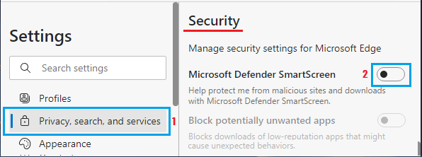 在 Edge 浏览器中禁用 Microsoft Defender SmartScreen