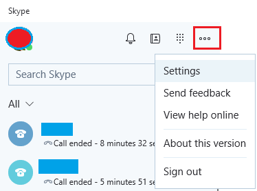 在 Windows 10 中打开 Skype 设置