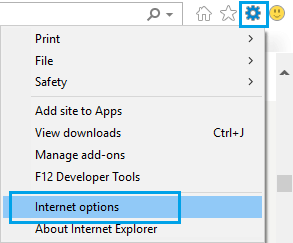 在 Internet Explorer 中打开 Internet 选项