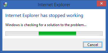 Internet Explorer 已停止工作弹出窗口