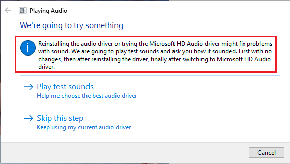 Windows Audio Troubleshooter 试图修复 Windows 10 中的问题