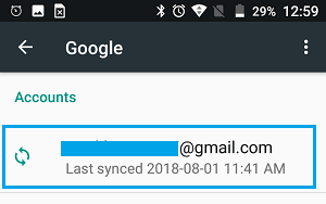 帐户屏幕上列出的 Gmail
