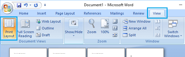 Microsoft Word 中的打印布局选项