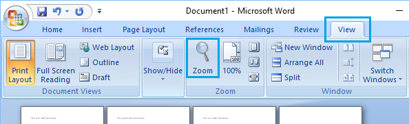 在 Microsoft Word 中调整页面缩放选项