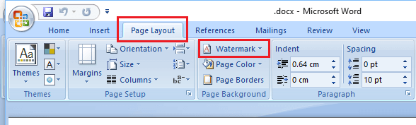 Microsoft Word 2010 和 2007 中的页面布局选项卡和水印选项