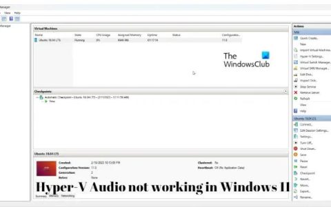 修复Hyper-V音频在Windows11中不起作用