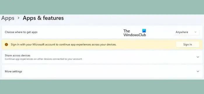 使用您的Microsoft帐户登录以继续应用体验