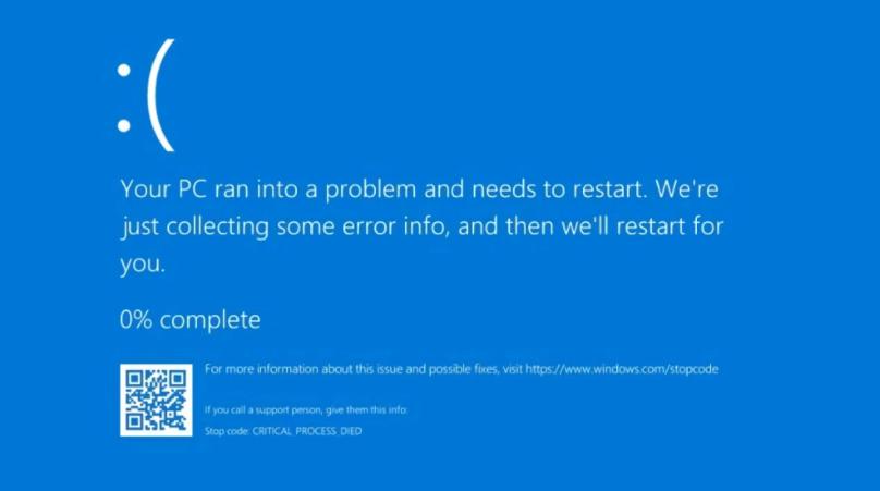 Windows10中的关键进程终止停止代码 [已修复]