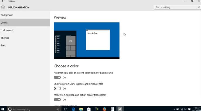 更改Windows10中的颜色设置，操作教程