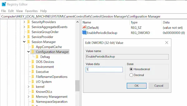 如何在Win11/10中自动备份注册表到RegBack文件夹