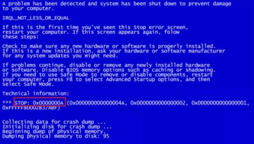 电脑蓝屏代码0x0000000a，如何自行修复？