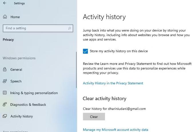 如何查看和清除Windows10活动历史记录