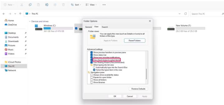 如何在Windows11中启用复选框来选择文件，三种方法