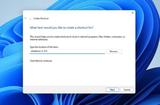 如何在Windows11中添加关机桌面快捷方式