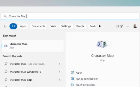 如何在Windows11中打开字符映射表，启动步骤