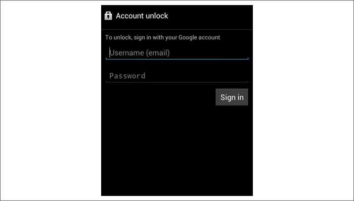 输入 Google 帐户信息以解锁屏幕