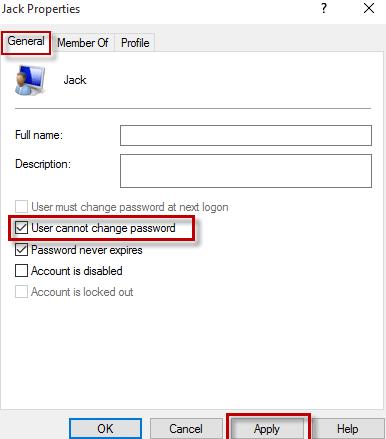 防止用户在Windows10中更改自己的密码