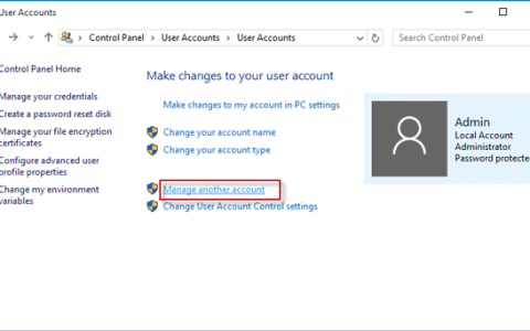 如何在Windows10中更改其他用户的密码