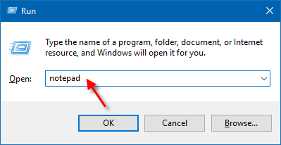 在 Windows 10 中打开记事本
