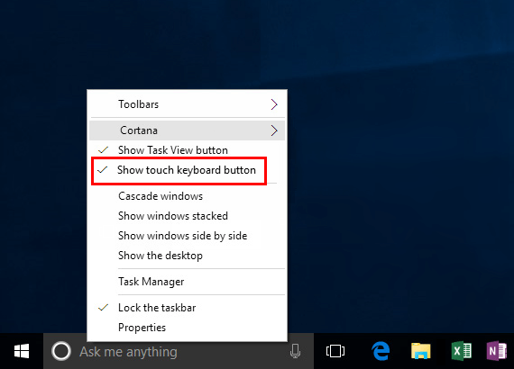 在Windows10上的任务栏中显示或隐藏触摸键盘按钮