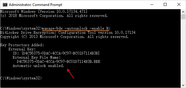 启用 Bitlocker 自动解锁命令