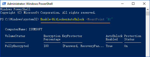 在 powershell 中启用自动解锁