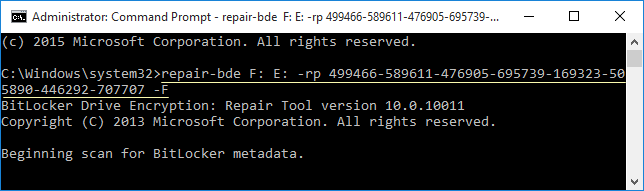 使用恢复密钥修复 BitLocker 驱动器