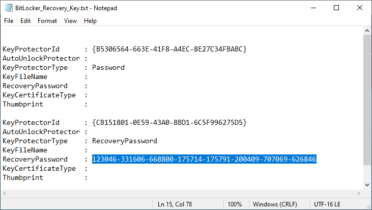 从 powershell 恢复密钥文件